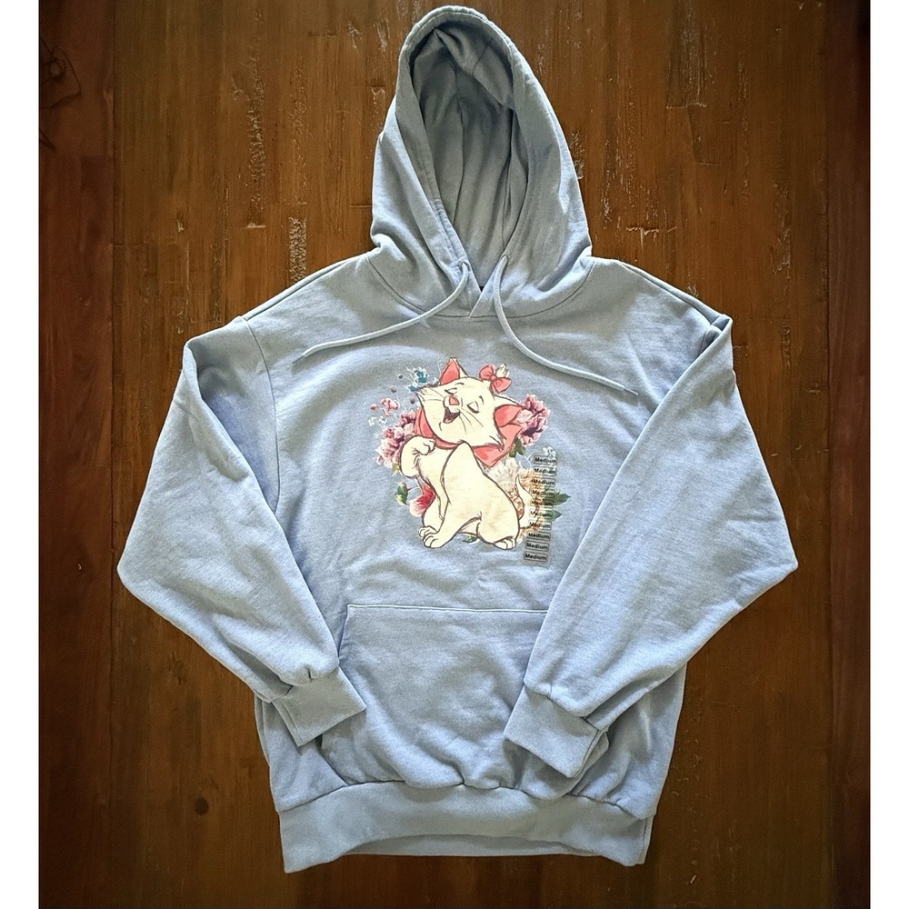 Disney ARISTOCATS Hoody Sweatshirt M Medium Marie Blue Long Sleeve Pocket New - Picture 4 of 7